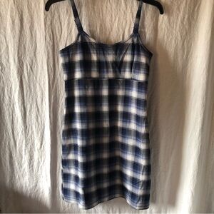 NWT Hollister mini dress blue plaid super stretch side zipper size S